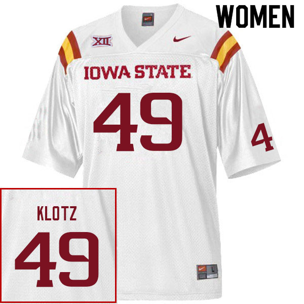 Iowa State Cyclones Women's #49 Stevo Klotz Nike NCAA Authentic White College Stitched Football Jersey FY42T72QF